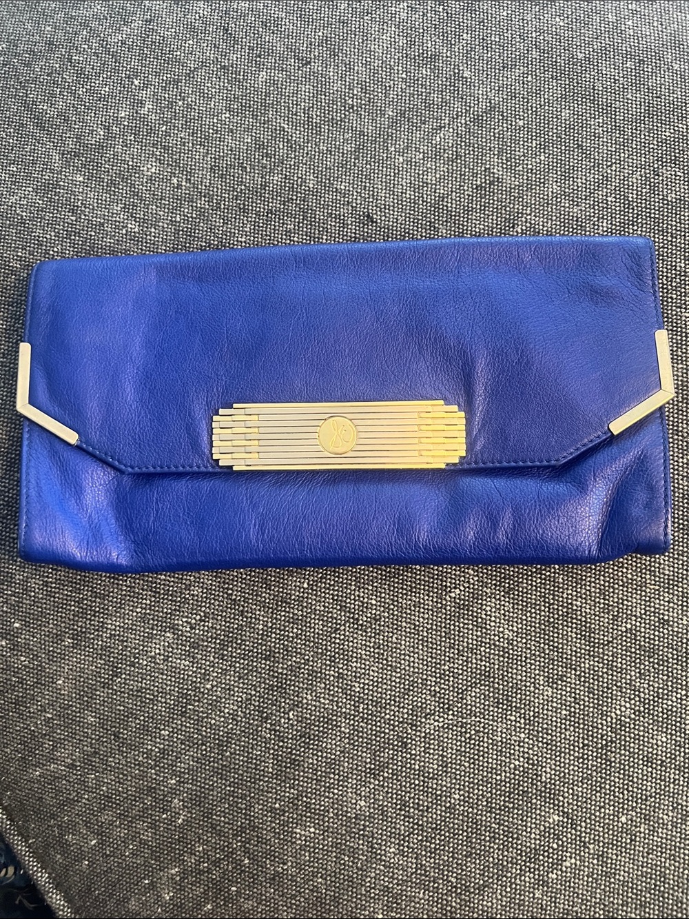 Sam Edelman blue envelope leather clutch.